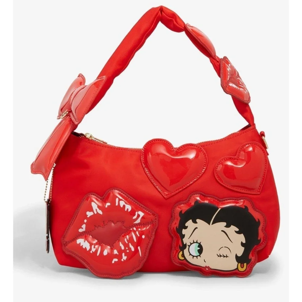 NEW Whatever! Makes You Happy x Betty Boop Padded Nylon Crossbody‎ Bag & WALLET!